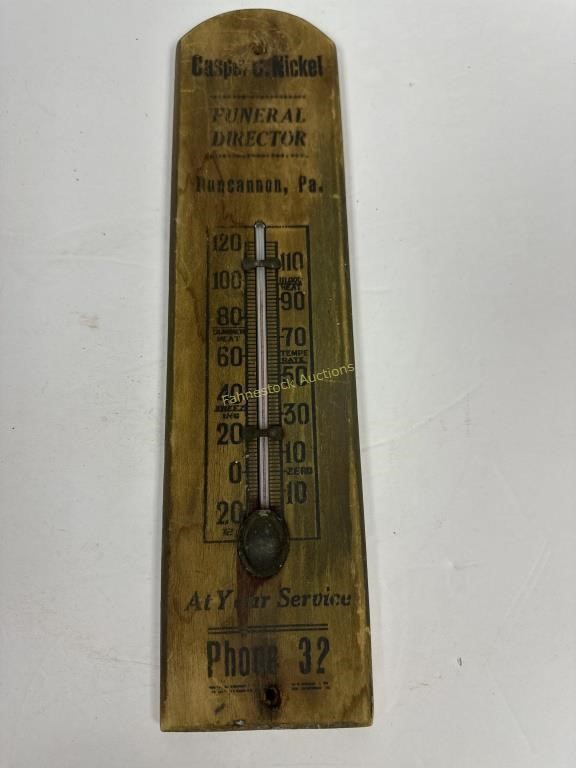 Vintage wooden advertising thermometer