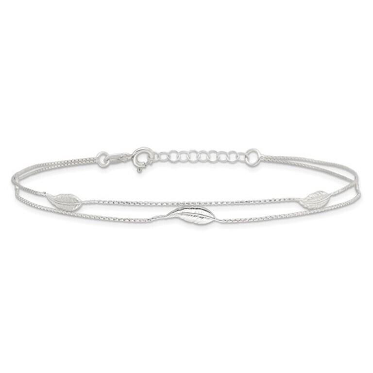 Sterling Silver- 2-Strand Feather Anklet