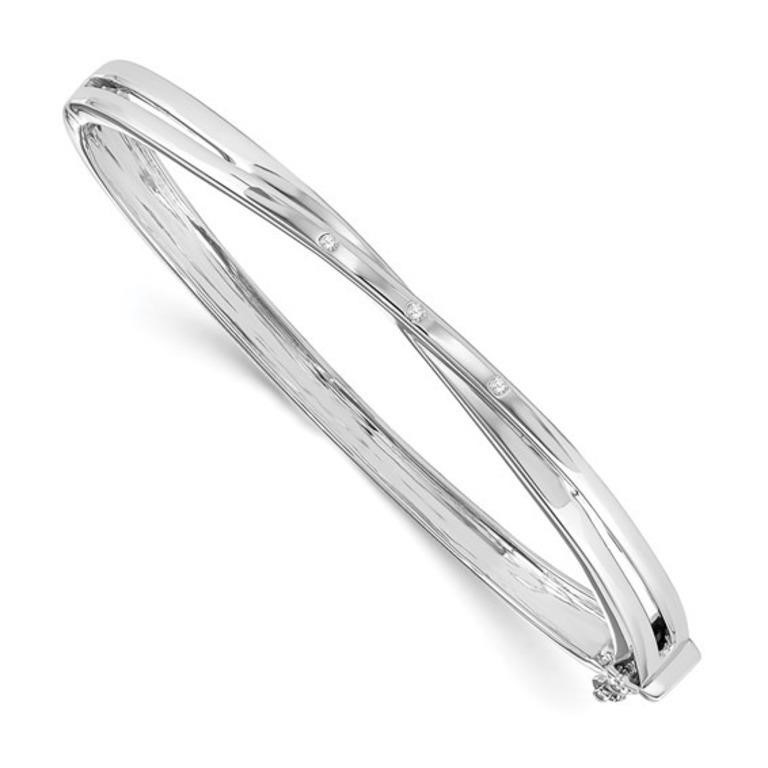 Sterling Silver Diamond X Bangle Bracelet