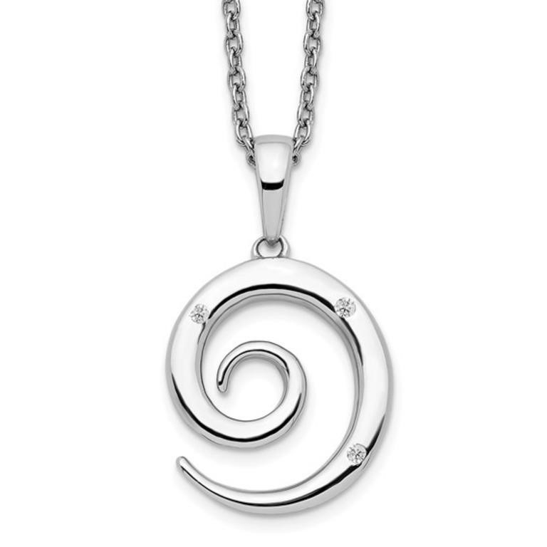 Sterling Silver Diamond Swirl Necklace