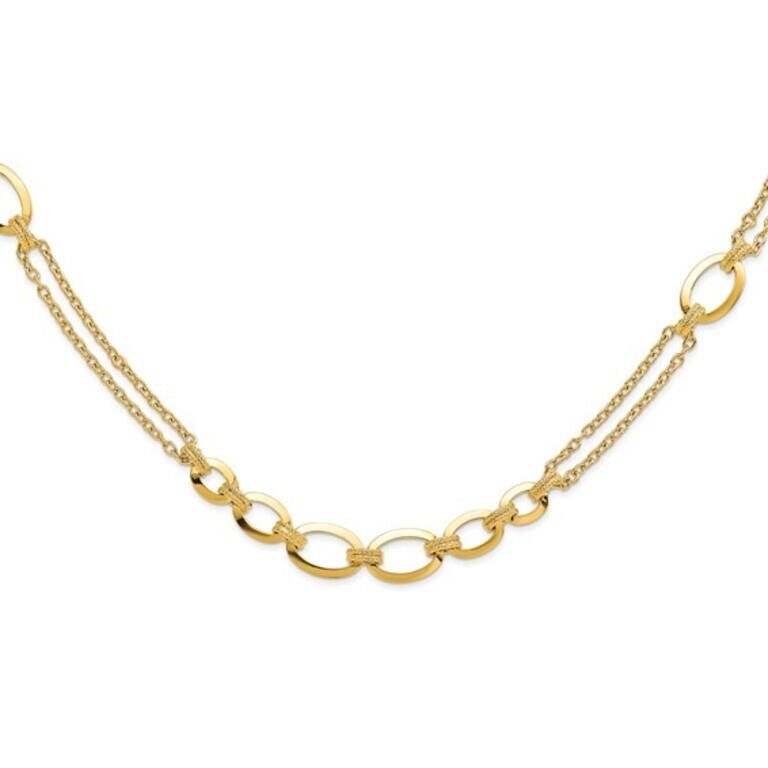 14K- Fancy Double-stranded Link Necklace