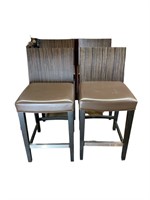 A Set of Four Faux Zebra Back Wood Bar Chairs