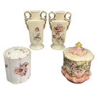 1894 Biscuit Jar, Monbijou Jar, V. Carlsbad Vases