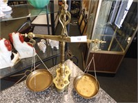 AWESOME MID CENTURY BRASS SCALE W/WEIGHTS