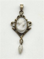 Antique 12K GF Fancy Cameo Pendant