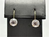 14K Yellow Gold Brilliant CZ Solitaire Earrings