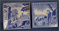 Two various Spode blue and white tiles