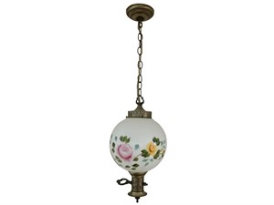 Vintage Hand Painted Hanging Lamp Fixture