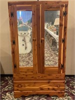 Knotty Pine Mirrored Armoire