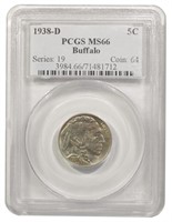 PCGS MS-66 1938-D Buffalo Nickel