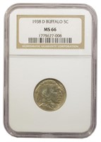 NGC MS-66 1938-D Buffalo Nickel