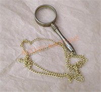 Vintage Brass miniature magnifying glass necklace