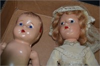 ANTIQUE COMPOSITE DOLLS - 1 BABY, 1 BRIDE (2X)