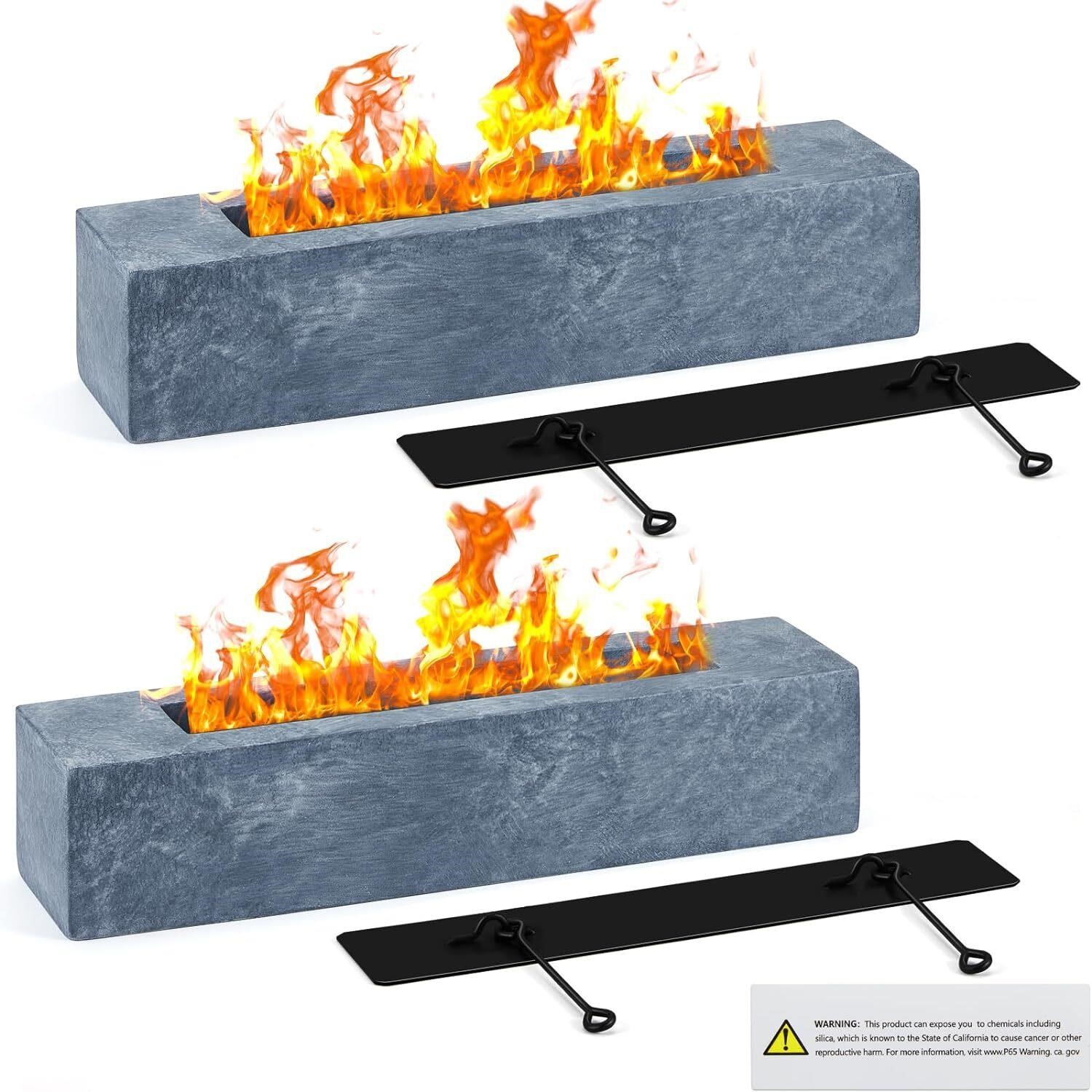 2pcs Large Concrete Fire Pit  14.5x3.1x3.1 in