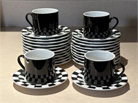 Black & White Indy 500 Theme Motif Espresso Set