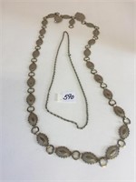 SILVER TONE CHAIN NECKLACE SILVER TONE BELT OVAL