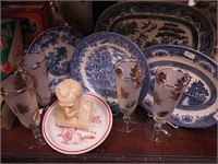 14 1/2" Blue Willow oval platter, blue and white