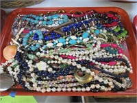 Tray of Assorted Costume Jewelry Necklaces.