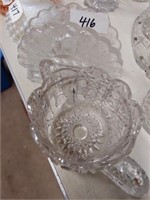 Clear glass napkin holder, cut glass double