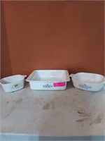 Set of three CorningWare dishes, no lids