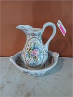 11 inch floral pattern bowl and pitcher