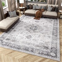 FM3596  SIXHOME 6'x9' Washable Vintage Rug, Light