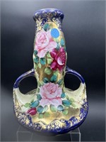 HAND PAINTED LARGE DOUBLE HANDLE VASE