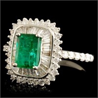 18K Gold Ring with 1ct Emerald & 0.72ct Diam