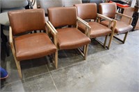 FOUR OFFICE CHAIRS BROWN LEATHER