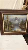 Canvas Painting Lake& Mt. Scenery