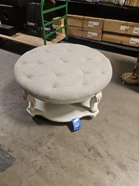 Round Upholstered Ottoman Coffee Table