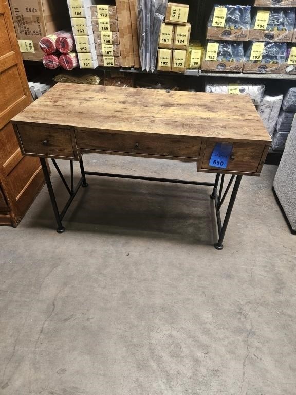 Wooden Desk with Metal Base