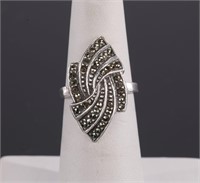 STERLING SILVER Diamond Cut Cocktail Ring sz 6