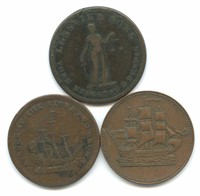 3 Old Canadian Copper Coins/Tokens - 1850 to