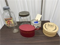 3 Jars Tin & Small Hat Box