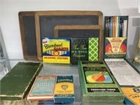 Vtg. Slate Boards, Crayons and Colored Pencils