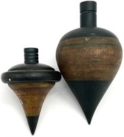 2 Antique Wooden Spinning Tops