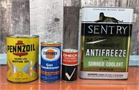 Pennzoil, Sta-Power, Check, Sentry tins