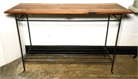 Sofa Table with Wooden Top & Metal Base