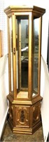 Gilt Finish Mirrored Back Lighted Display Cabinet