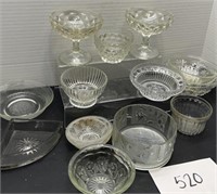 Vintage clear bowls; ice cream servers and more