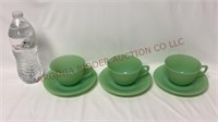 Jane Ray Jadeite by Fire King Cups & Saucers