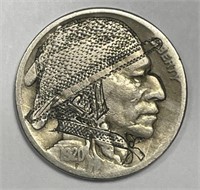 Hobo Nickel Hand Carved on Host 1920 Buffalo