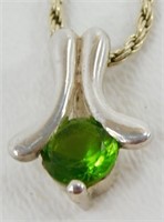 Sterling Silver Peridot Pendant on 18” Diamond