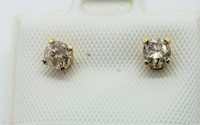 14K Yellow Gold, Diamond  Earrings