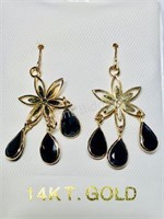 14KT Gold Blue Sapphires Earrings