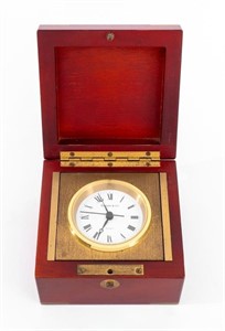 Tiffany & Co. Brass and Porcelain Desk Clock