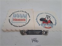Vintage Hamms Beer Can Opener & Napkins