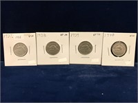 1937. , 38, 39, 40 Canadian Nickels VF20