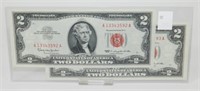 2 Consecutive Numbered 1963 Series $2 Notes - Red